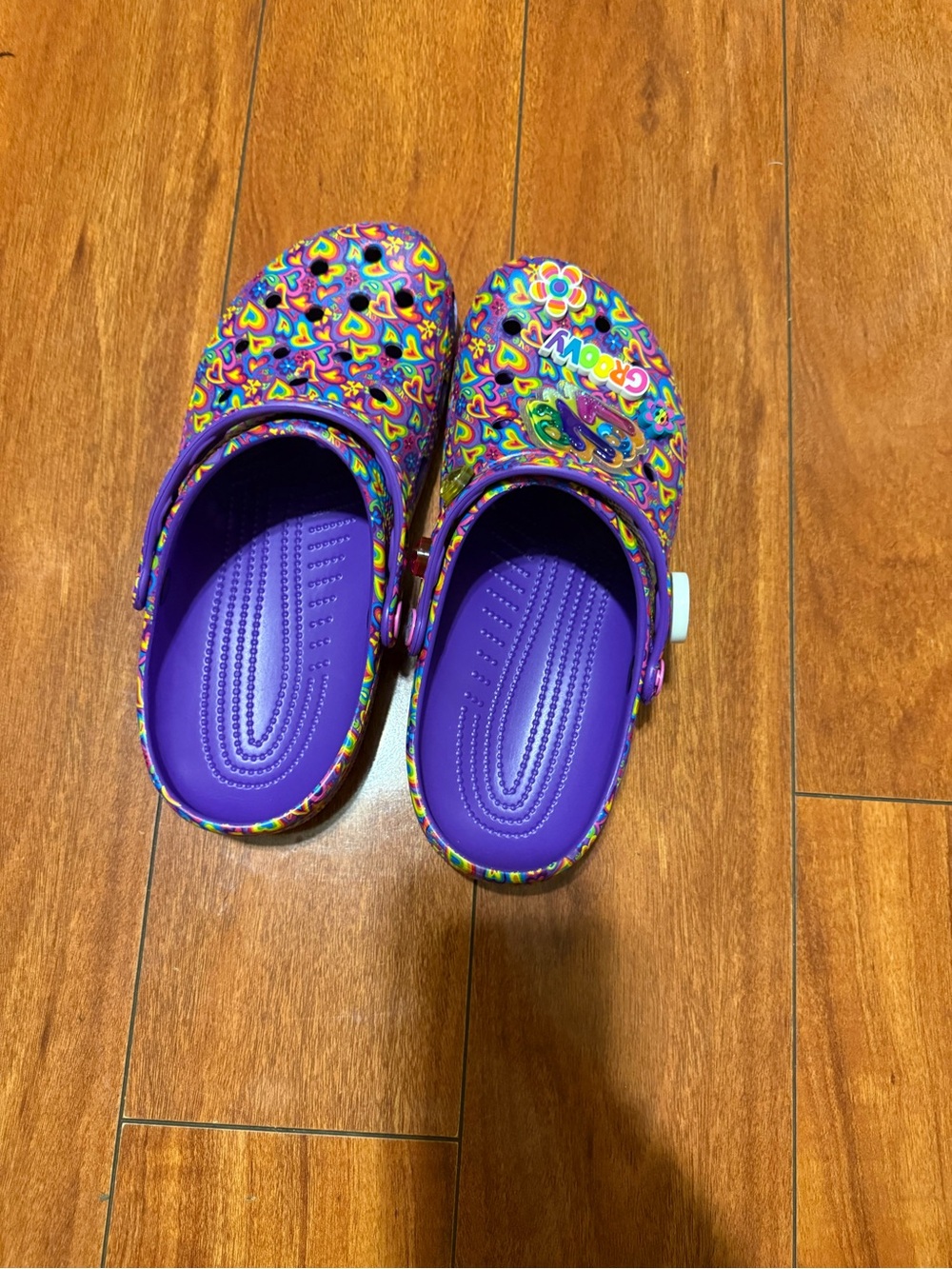 Lisa frank crocs Purple Groove Heart-Print Clog Shoes - Picture 5 of 8